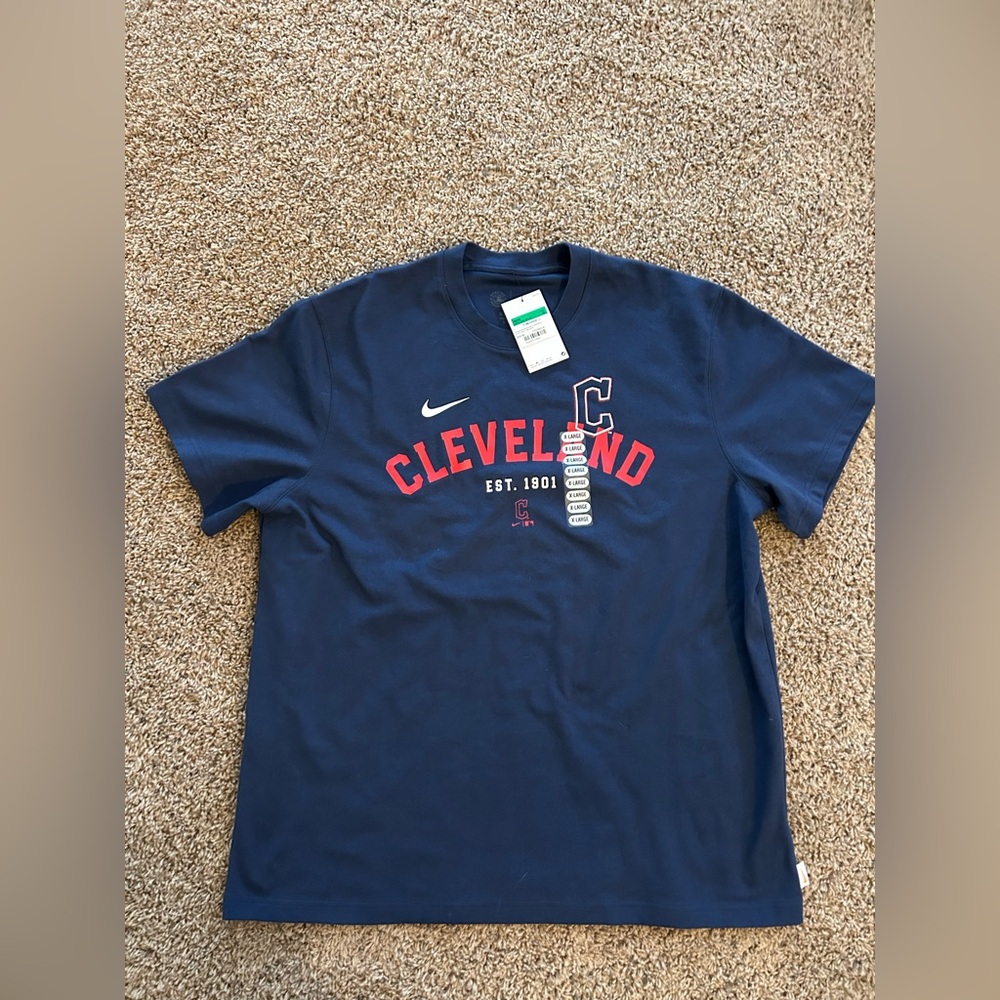 NIKE CLEVELAND GUARDIANS NAVY BLUE COOPERSTOWN SHORT SLEEVE FASHION T SHIRT
